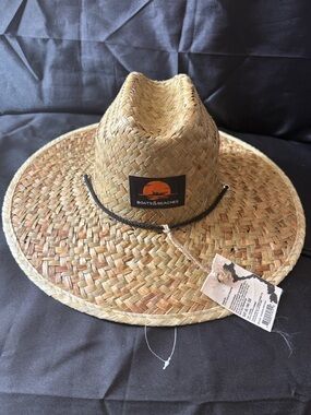 New Boats and Beaches Men's Wide-Brim Straw Sun Hat - Natural Tan